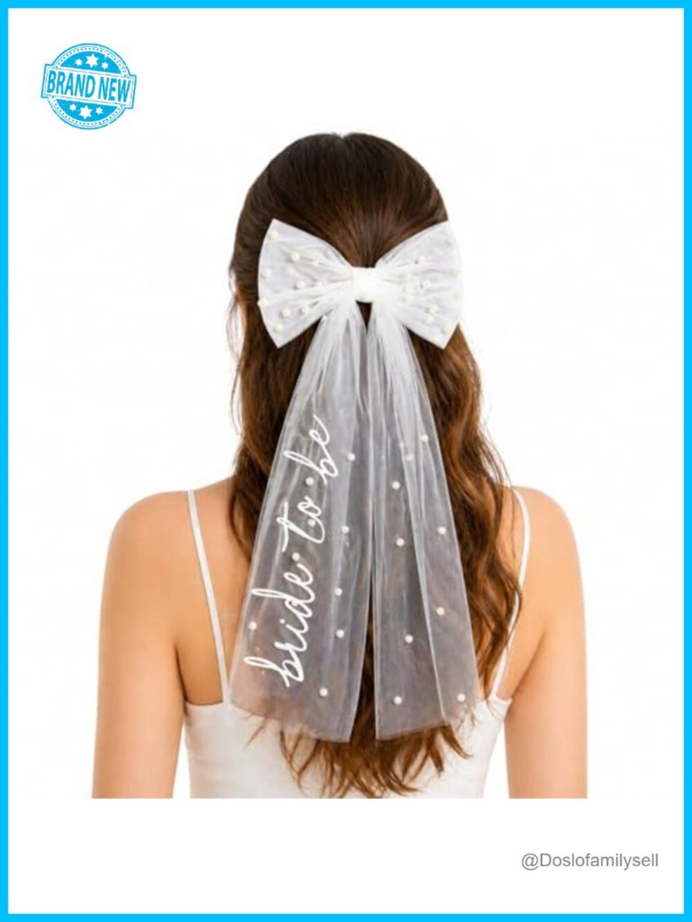 Bride to Be Pearl Tulle Veil Bow Hair Clip Bridal Accessory